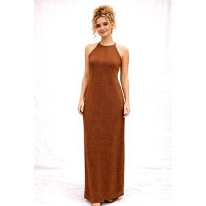 Rumer Penelope Halter Maxi Dress Cocoa Brown L (8)
